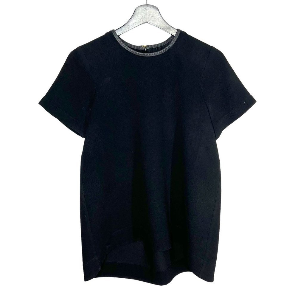 Madewell Black Leather Trim Tailored Tee Short Sleeve Top Small